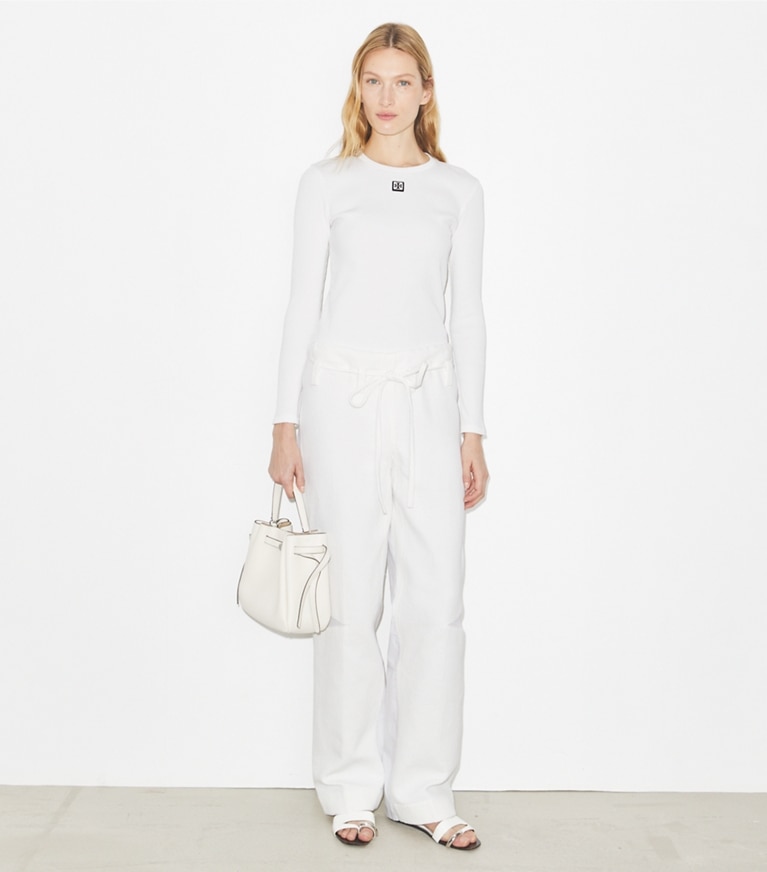 Tory Burch designer unterteile Baumwollhose in Marshmallow modell von vorn