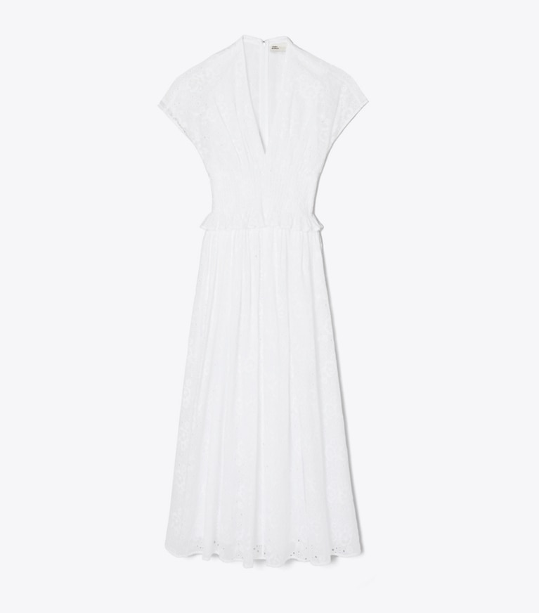 Tory Burch designer kleider Baumwollkleid mit Lochstickerei in White front