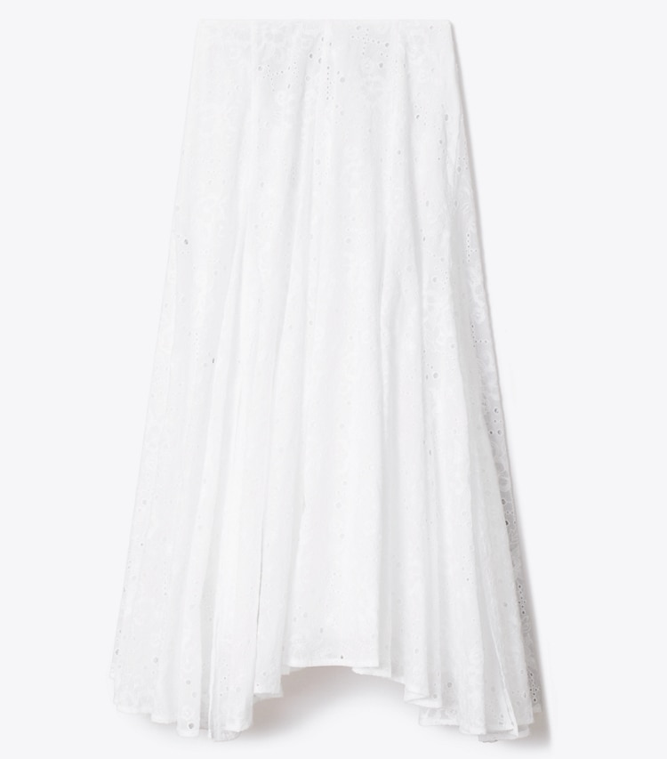 Tory Burch designer unterteile Baumwollrock mit Lochstickerei in White front