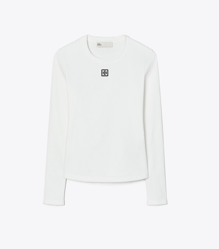 Tory Burch designer oberteile Baumwolltop mit Logo in Snow White front