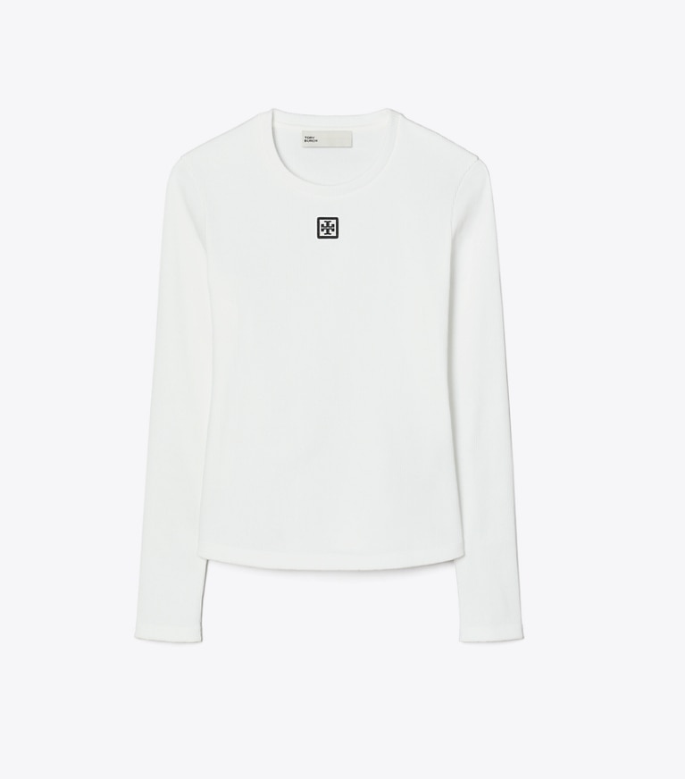 Tory Burch designer oberteile Baumwolltop mit Logo in Snow White front