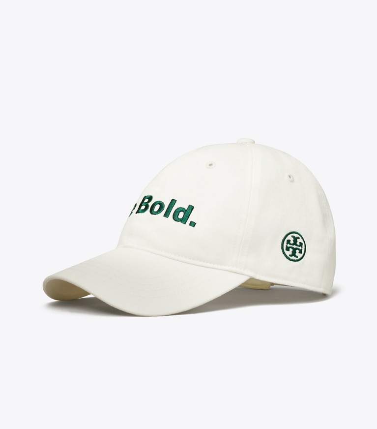 Tory Sport designer hats Be Bold Cap in Snow White angle