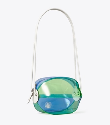 Tory Burch designer tote bags Beach Ball Bag in Pool Blue angle