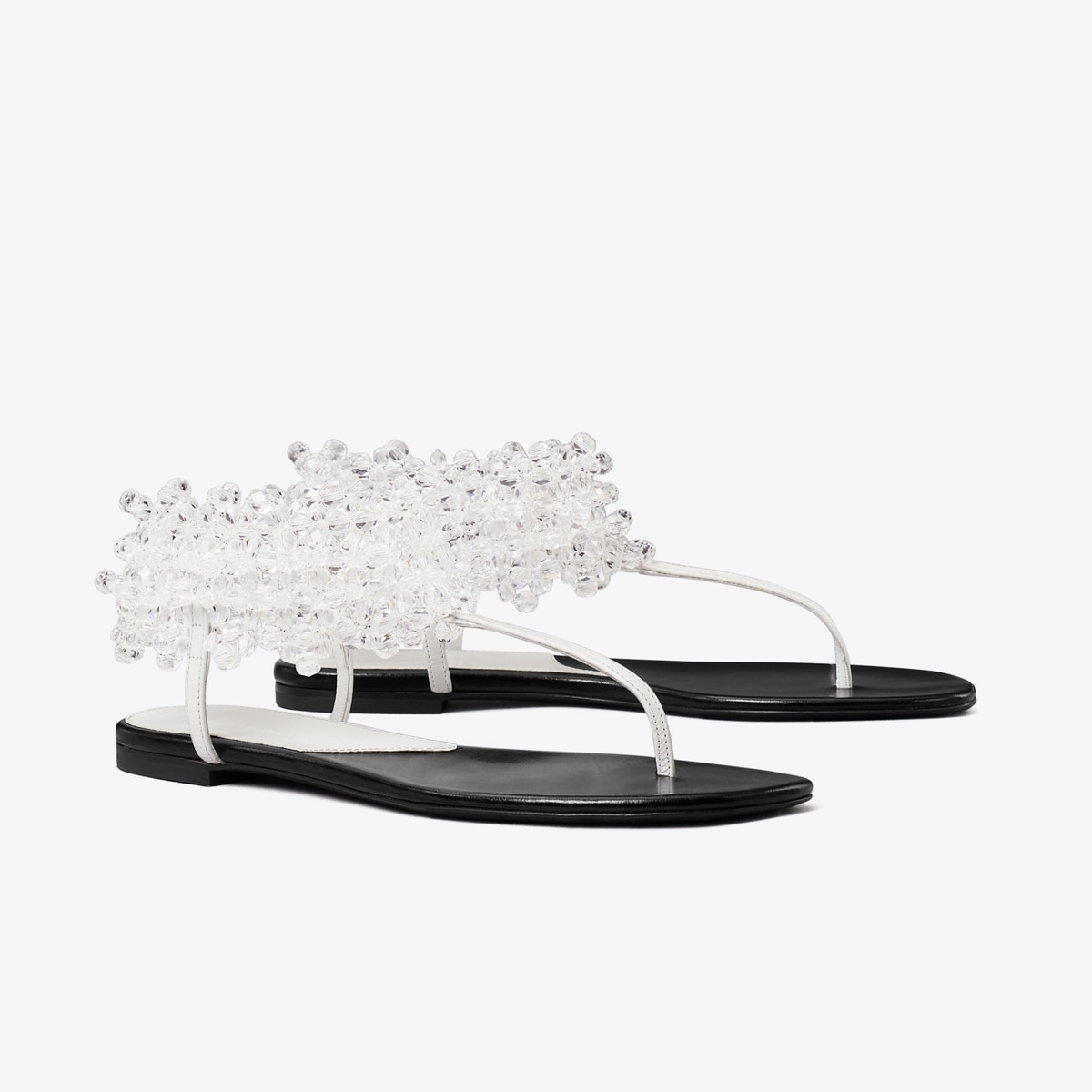 beaded dress sandals Tory Burch Women's Flat Sandal in Cloud, size 9.5 These ankle elastic summer