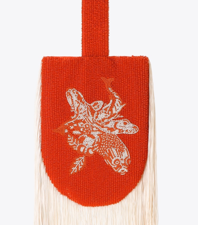 Tory Burch designer tote bags Beaded Fringe Wristlet in Pepperoncini detail