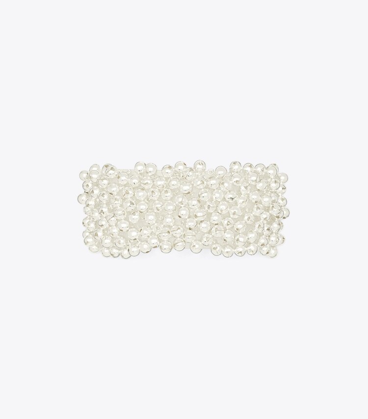 Tory Burch designer hair pins Beaded Hair Barrette in Light Silver front