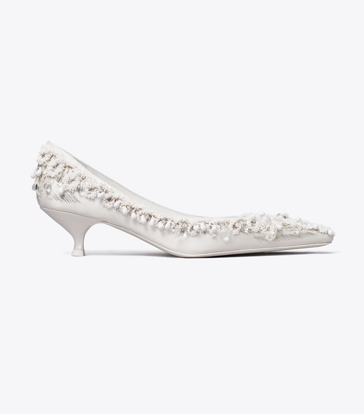 Tory Burch designer heels Beaded Pump in NEW IVORY side
