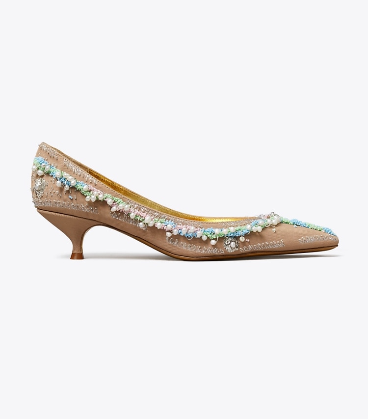 Tory Burch designer heels Beaded Pump in BRONZE SUN side
