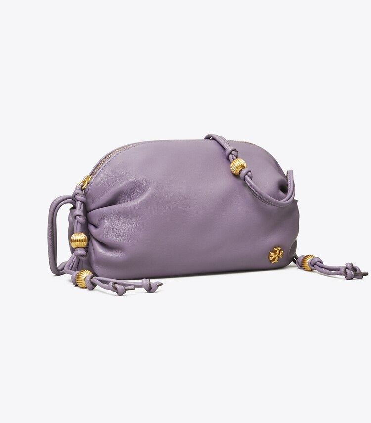 Tory Burch designer crossbody bags Beaded Strap Soft Mini Crossbody in Purple Cosmos angle