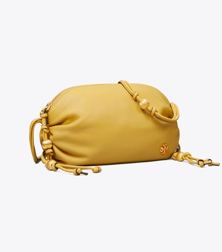 Tory Burch designer crossbody bags Beaded Strap Soft Mini Crossbody in Golden Sunset angle