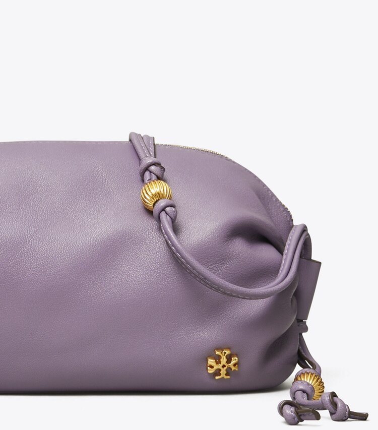 Tory Burch designer crossbody bags Beaded Strap Soft Mini Crossbody in Purple Cosmos detail