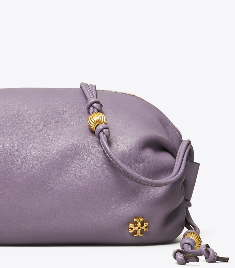 Tory Burch designer crossbody bags Beaded Strap Soft Mini Crossbody in Purple Cosmos angle