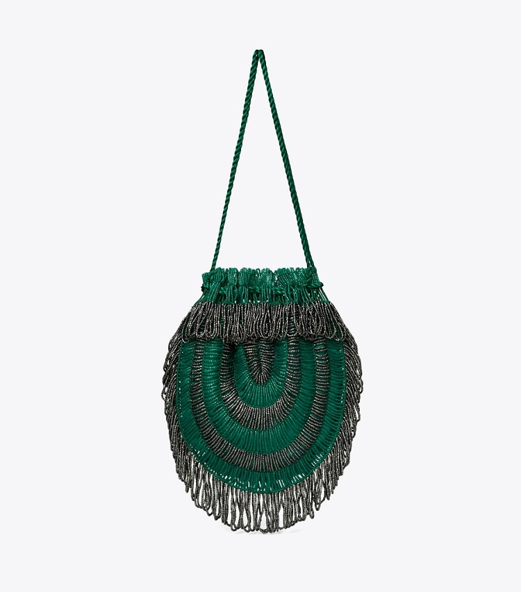 Tory Burch designer crossbody bags Beaded Vintage Bag in Green Multi detail