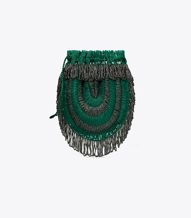 Tory Burch designer crossbody bags Beaded Vintage Bag in Green Multi front