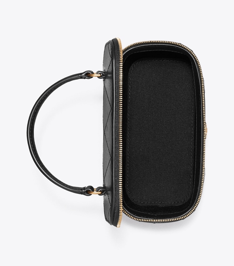 Tory Burch designer borse a spalla Beauty case Charlie matelassé con pavé in Black superiore
