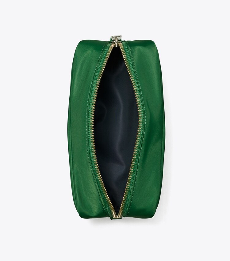 Tory Burch designer porta cosmetici Beauty case medio Twist in Basil superiore