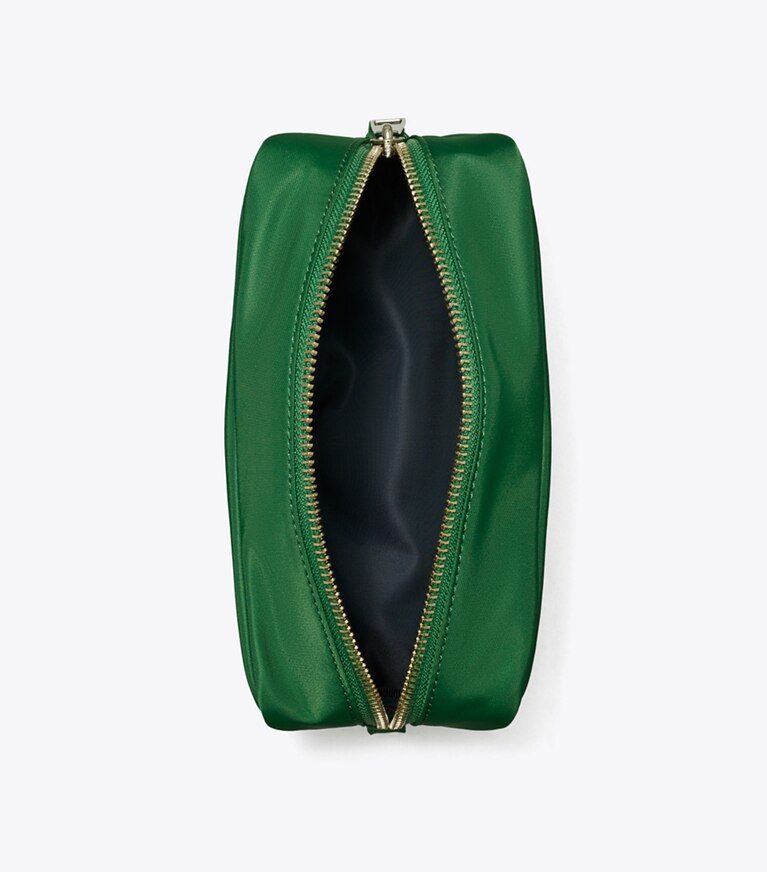 Tory Burch designer porta cosmetici Beauty case medio Twist in Basil superiore