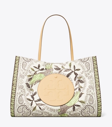 Tory Burch designer tote bags Bedruckte Ella Tote Bag in Mint Cockatoo front