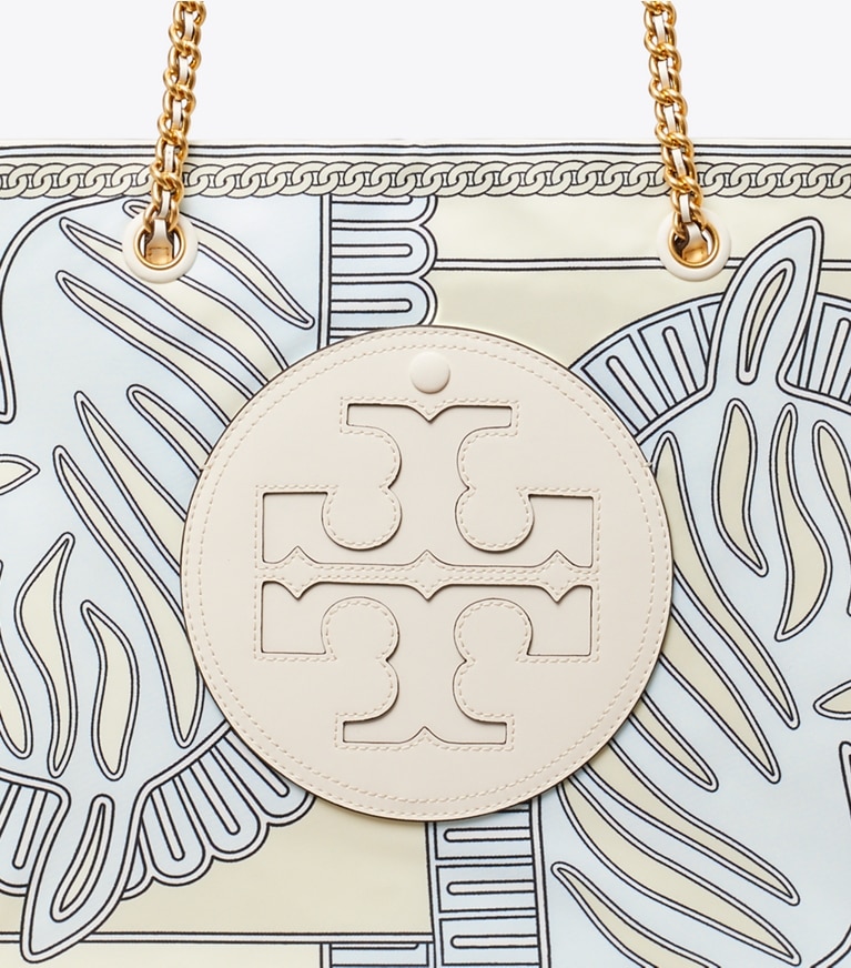 Tory Burch designer tote bags Bedruckte Ella Tote Bag mit Kette in Blue Zebra angle