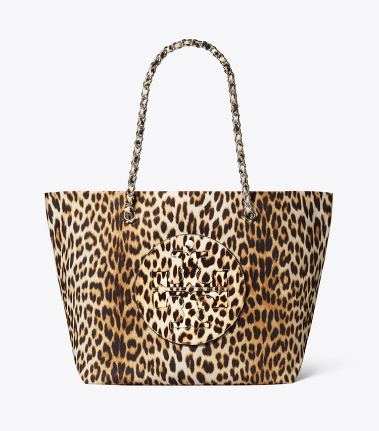 Tory Burch designer tote bags Bedruckte Ella Tote Bag mit Kette in Multi front