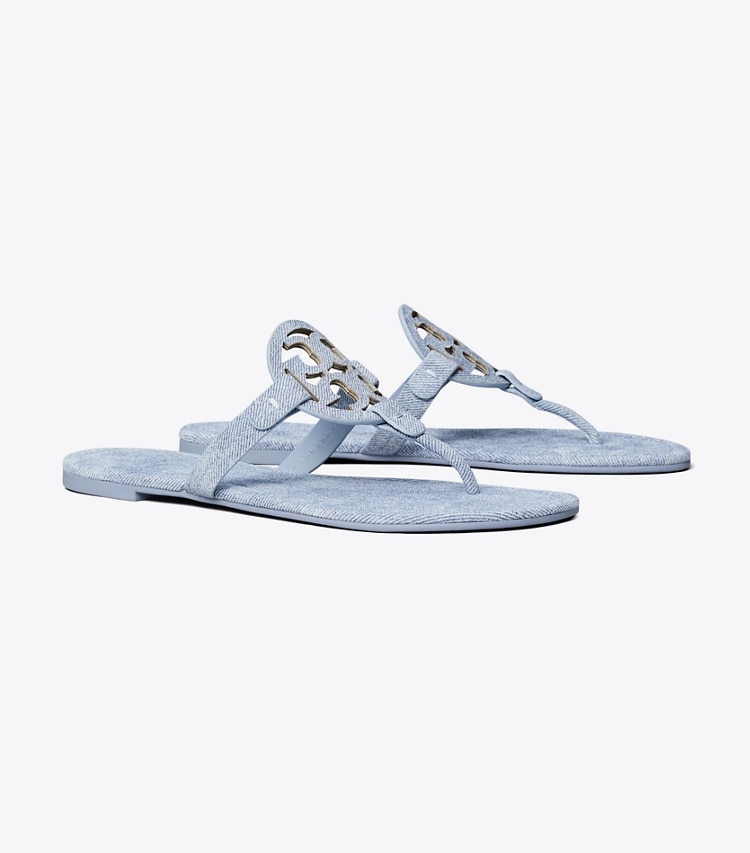 Tory Burch designer sandalen Bedruckte Miller Sandale aus Wildleder in BLUE CLOUD angle