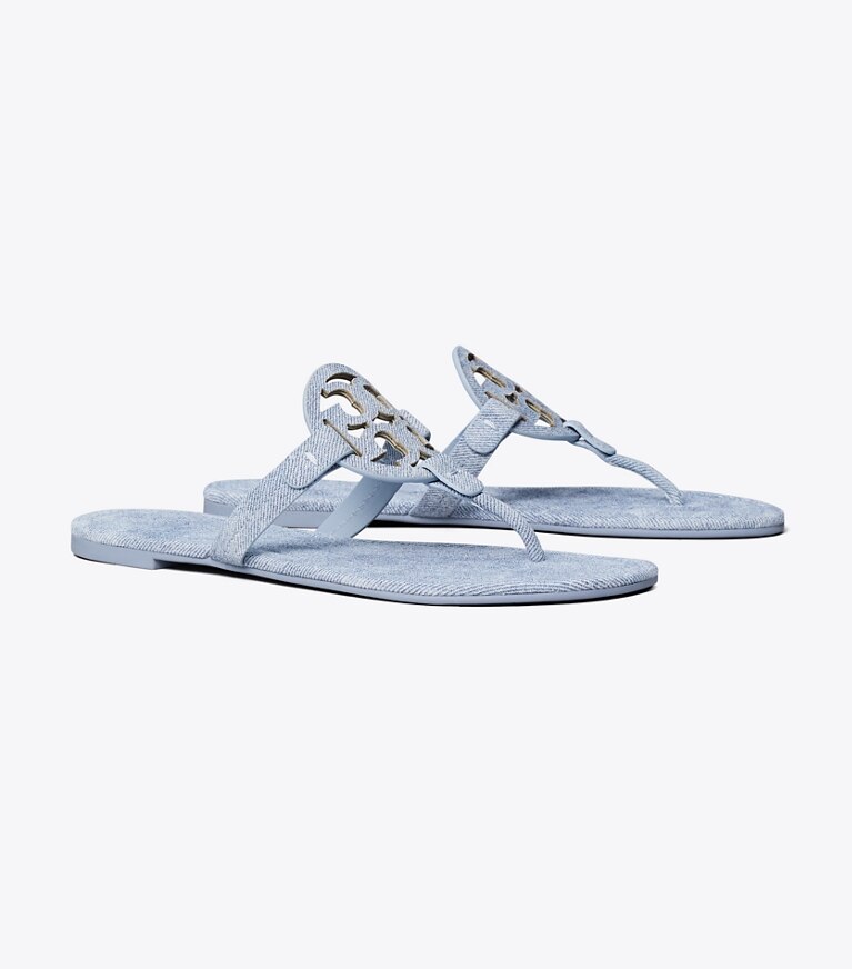 Tory Burch designer sandalen Bedruckte Miller Sandale aus Wildleder in BLUE CLOUD angle