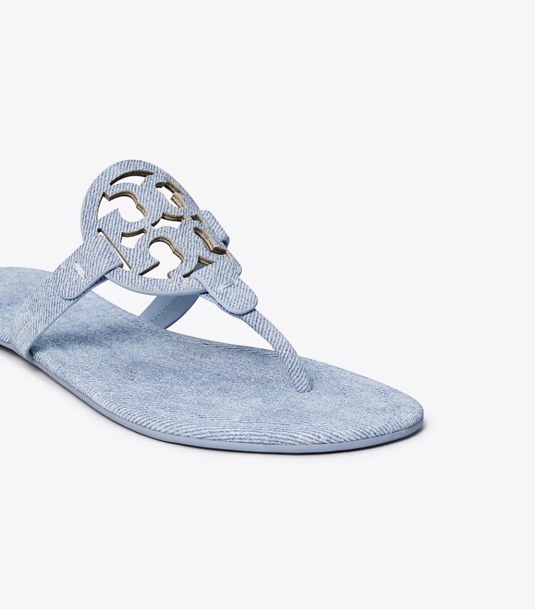 Tory Burch designer sandalen Bedruckte Miller Sandale aus Wildleder in BLUE CLOUD detail