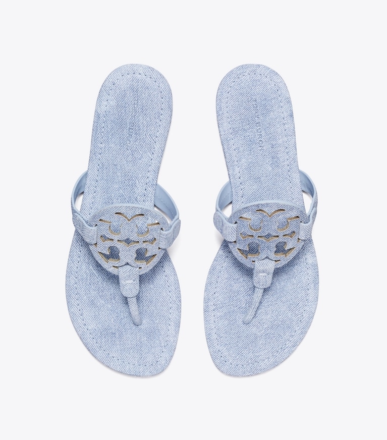 Tory Burch designer sandalen Bedruckte Miller Sandale aus Wildleder in BLUE CLOUD angle