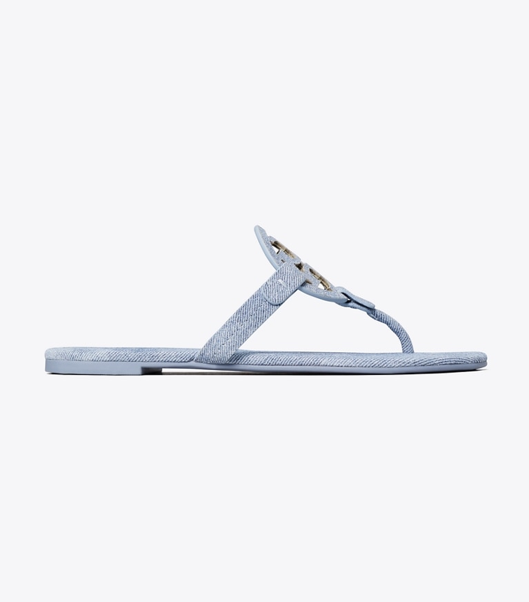 Tory Burch designer sandalen Bedruckte Miller Sandale aus Wildleder in BLUE CLOUD angle