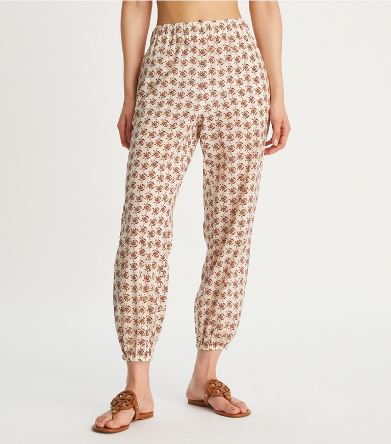 Tory Burch designer strandmode Bedruckte Strandhose in Curly Ditsy Logo front