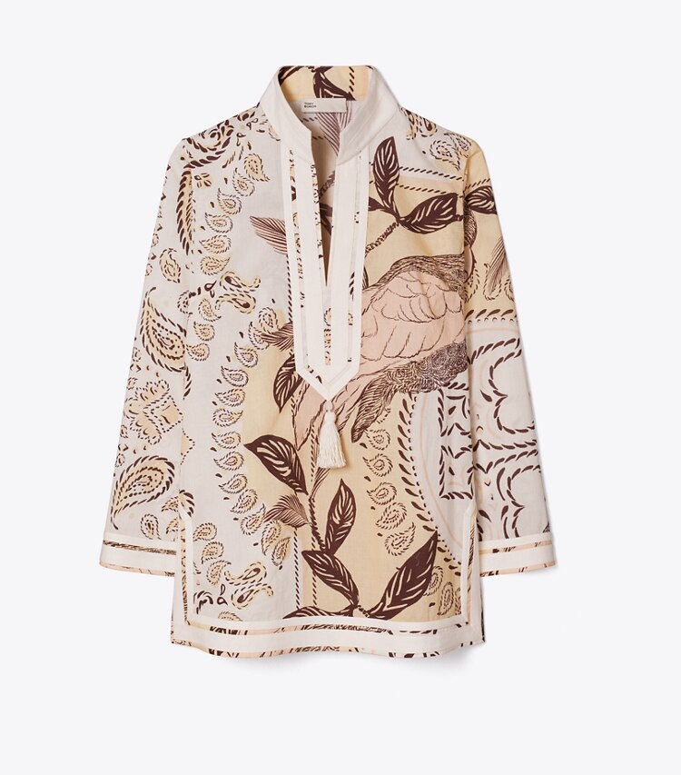 Tory Burch designer strandmode Bedruckte Tory Tunika aus Baumwolle in Pink Cockatoo front