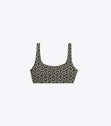 Tory Sport designer sport bhs Bedruckter BH mit tiefem Rückenausschnitt in Mini Prismatic T Monogram front