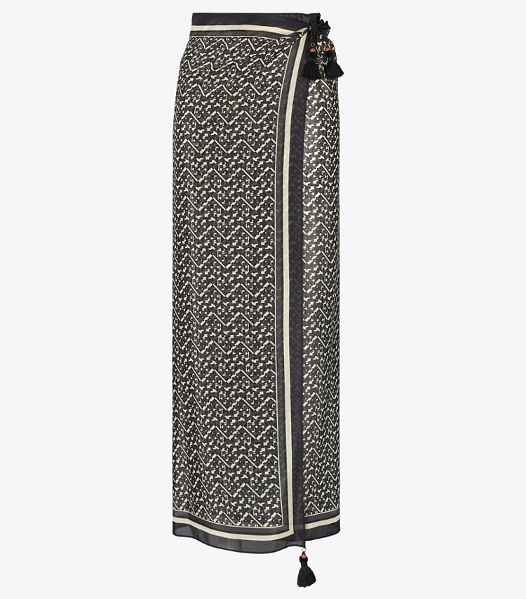 Tory Burch designer strandmode Bedruckter Pareo in Black Prismatic T Monogram Small front