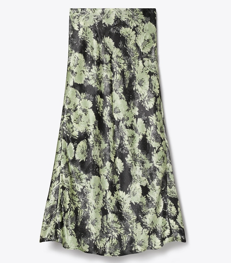 Tory Burch designer unterteile Bedruckter Satinrock in Green Pixel Floral front