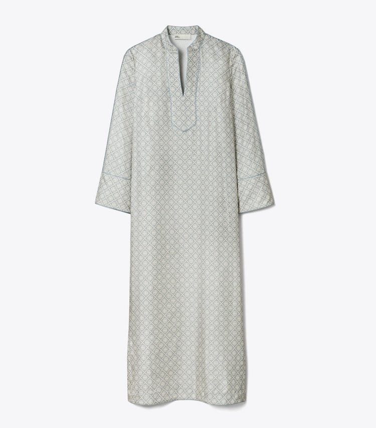 Tory Burch designer kleider Bedruckter Seidenkaftan mit T-Monogramm in Gray T Monogram Mini front