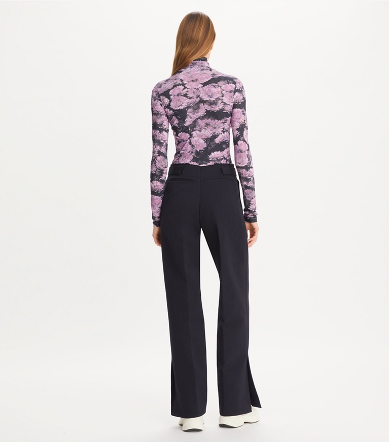 Tory Sport designer oberteile Bedruckter Stehkragenpullover aus Jersey in Pink Pixel Floral front