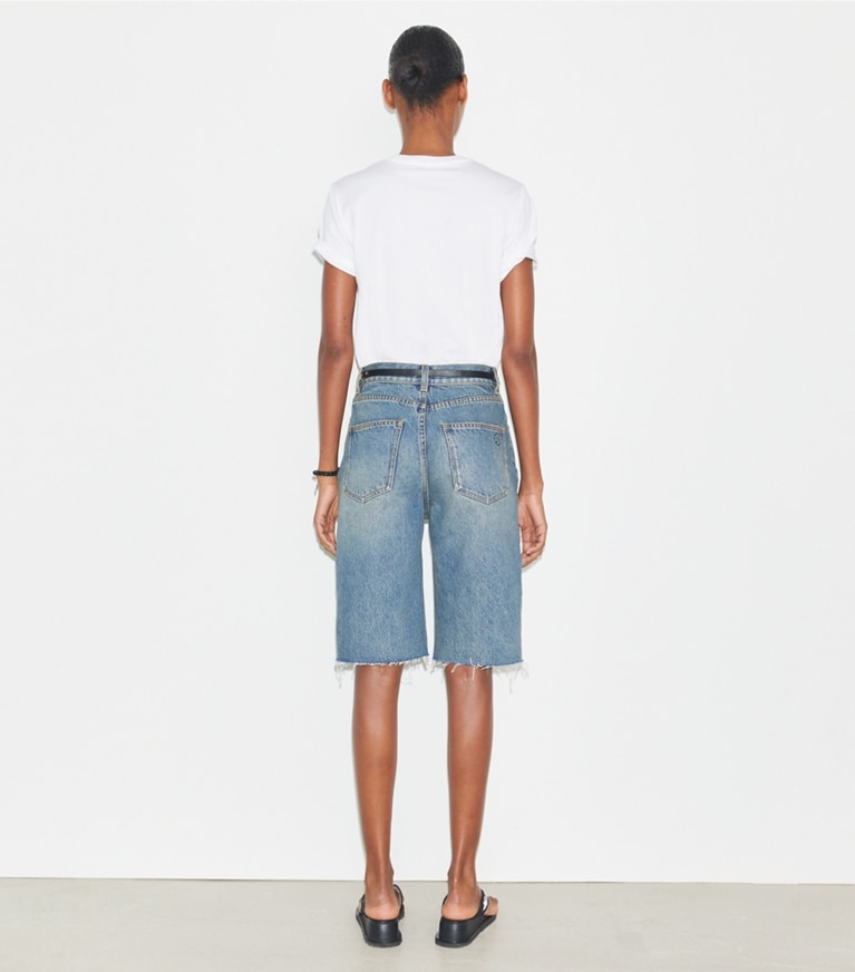 Tory Burch designer oberteile Bedrucktes Baumwoll-T-Shirt in WHITE /  Gray Bee front