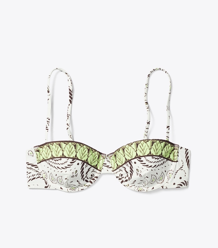 Tory Burch designer bikinis Bedrucktes Bikinioberteil mit Bügelkörbchen in Mint Cockatoo front
