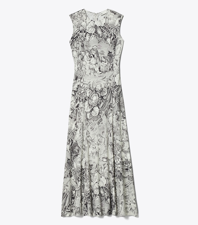 Tory Burch designer kleider Bedrucktes Jerseykleid in Grey Alien front