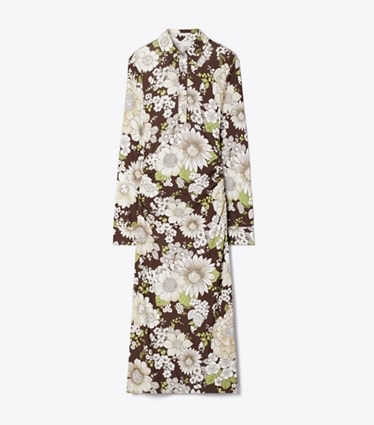 Tory Burch designer kleider Bedrucktes Kleid aus Viskose in Brown Floral front