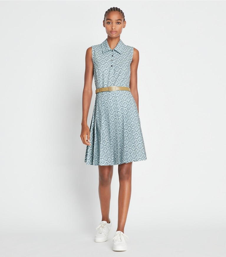 Tory Sport designer kleider Bedrucktes Performance-Golfkleid in Small T Monogram front