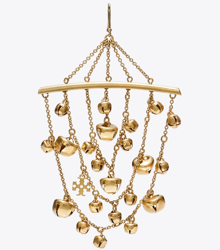 Tory Burch designer earrings Bell Earring in Antique Light Brass front