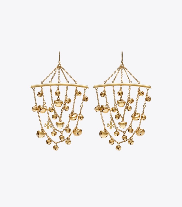 Tory Burch designer earrings Bell Earring in Antique Light Brass front