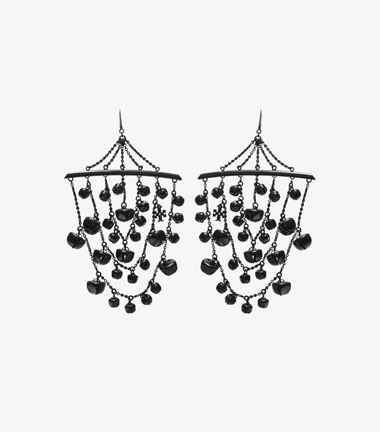 Tory Burch designer earrings Bell Earrings in Black front