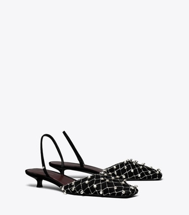 Tory Burch designer heels Bell Slingback in PERFECT BLACK angle