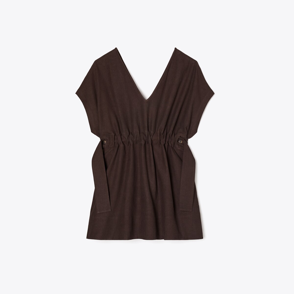 Tory Burch Women's Belted Linen Dress in Dark Brown, size M