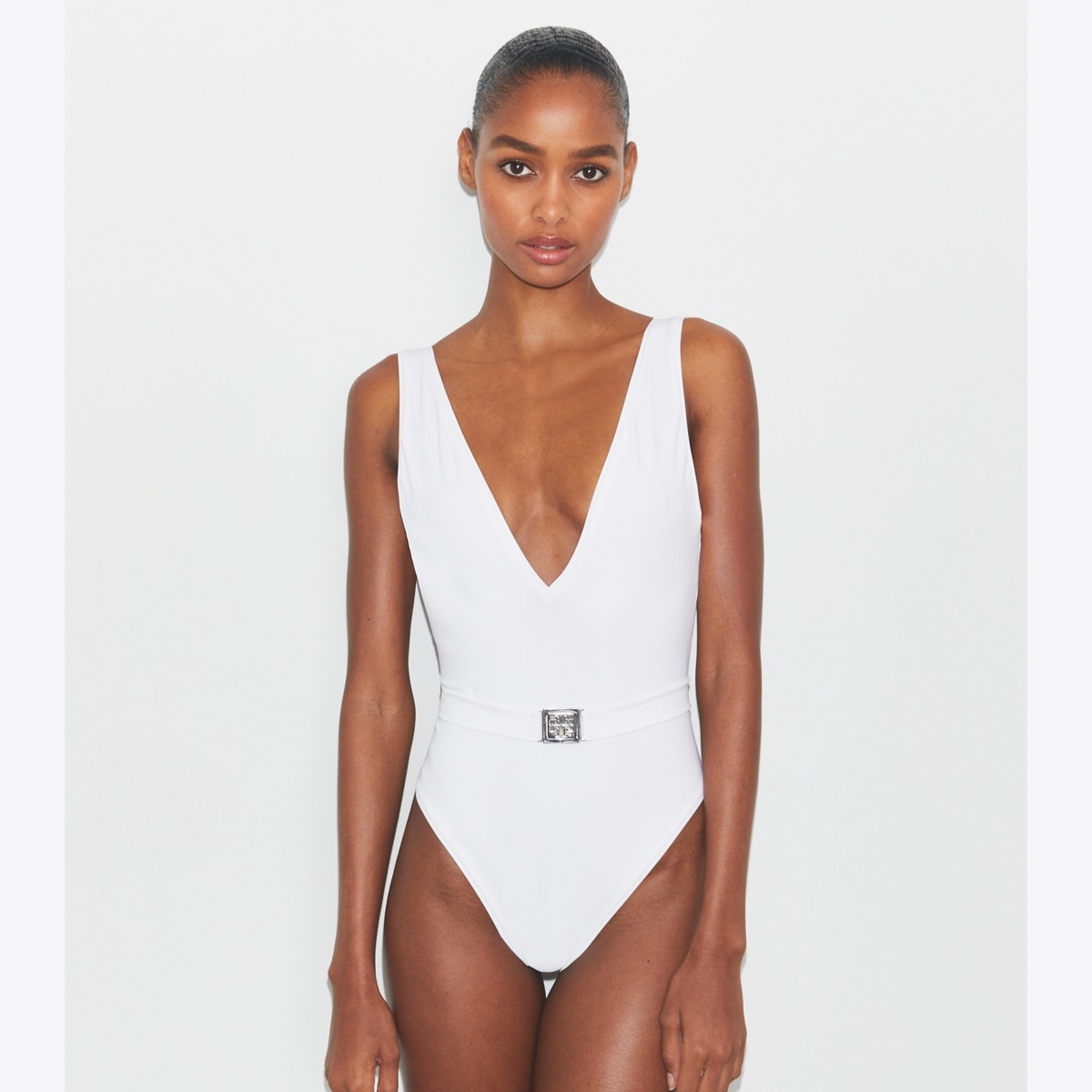 Belted Logo Swimsuit: Women's Designer One Pieces | Tory Burch