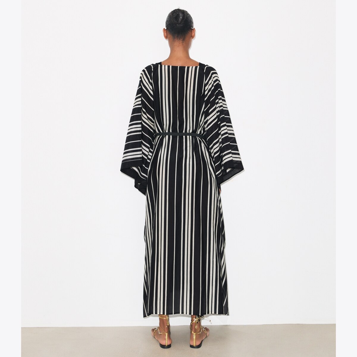BELTED STRIPED SILK CAFTAN - thumbnail 3