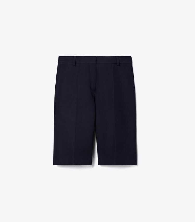 Tory Burch diseñador prendas inferiores Bermuda de algodón en Midnight Ink frente