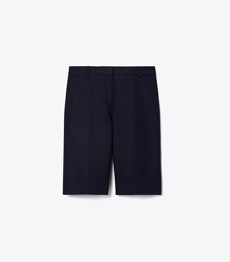Tory Burch diseñador prendas inferiores Bermuda de algodón en Midnight Ink frente